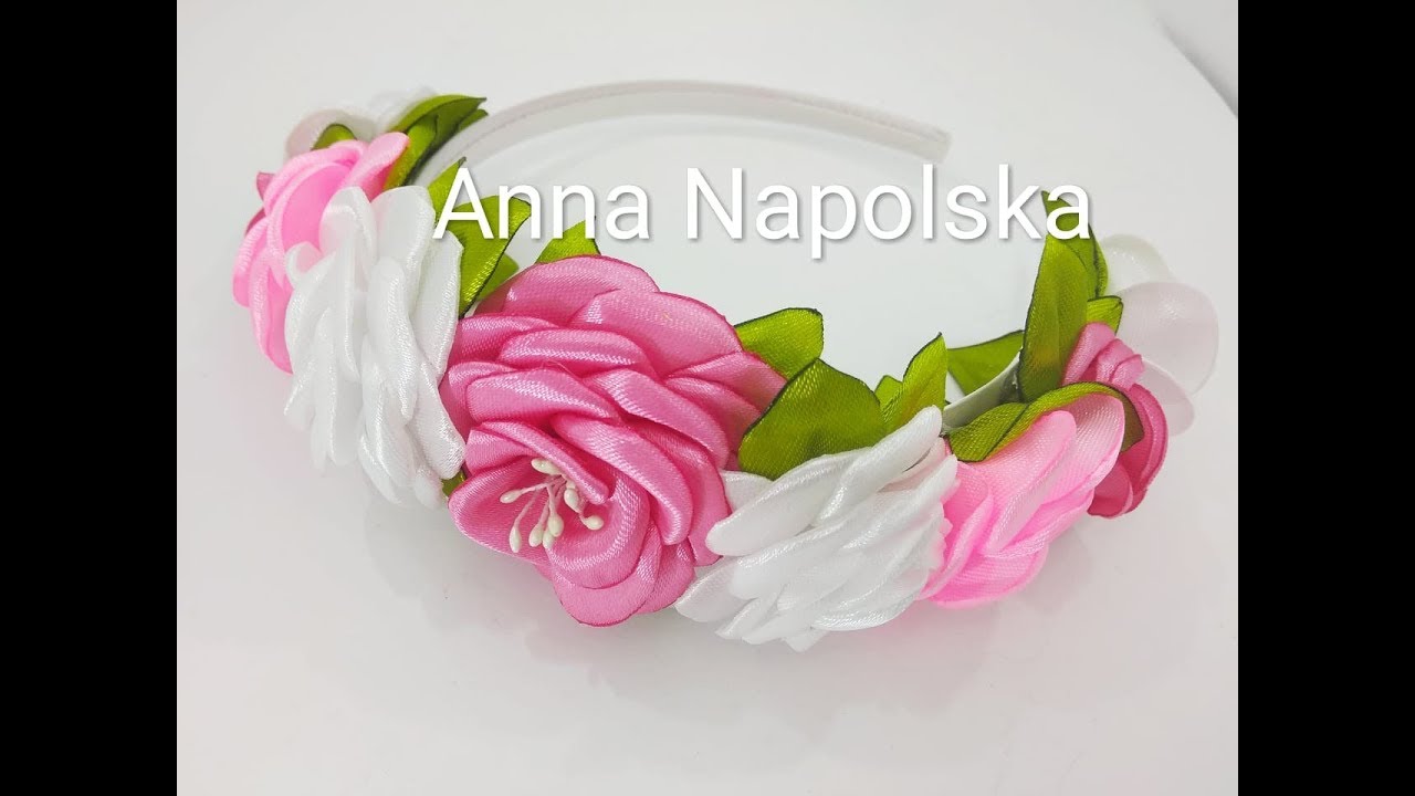 Обруч з еустомами канзаши. Ободок с эустомами своими руками. Headband kanzashi