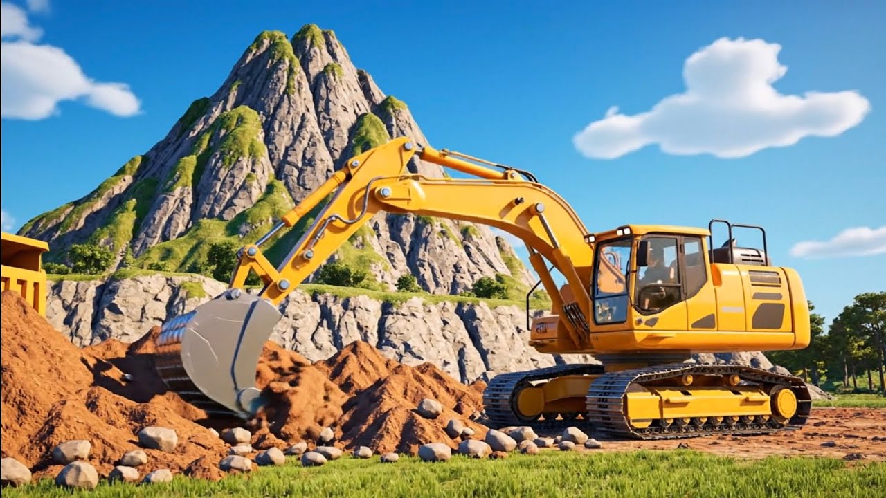 Excavator Menggali Pasir | Cerita Animasi Anak 
