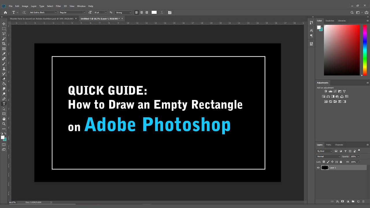 Как нарисовать пустой прямоугольник в Adobe Photoshop | Краткое руководство