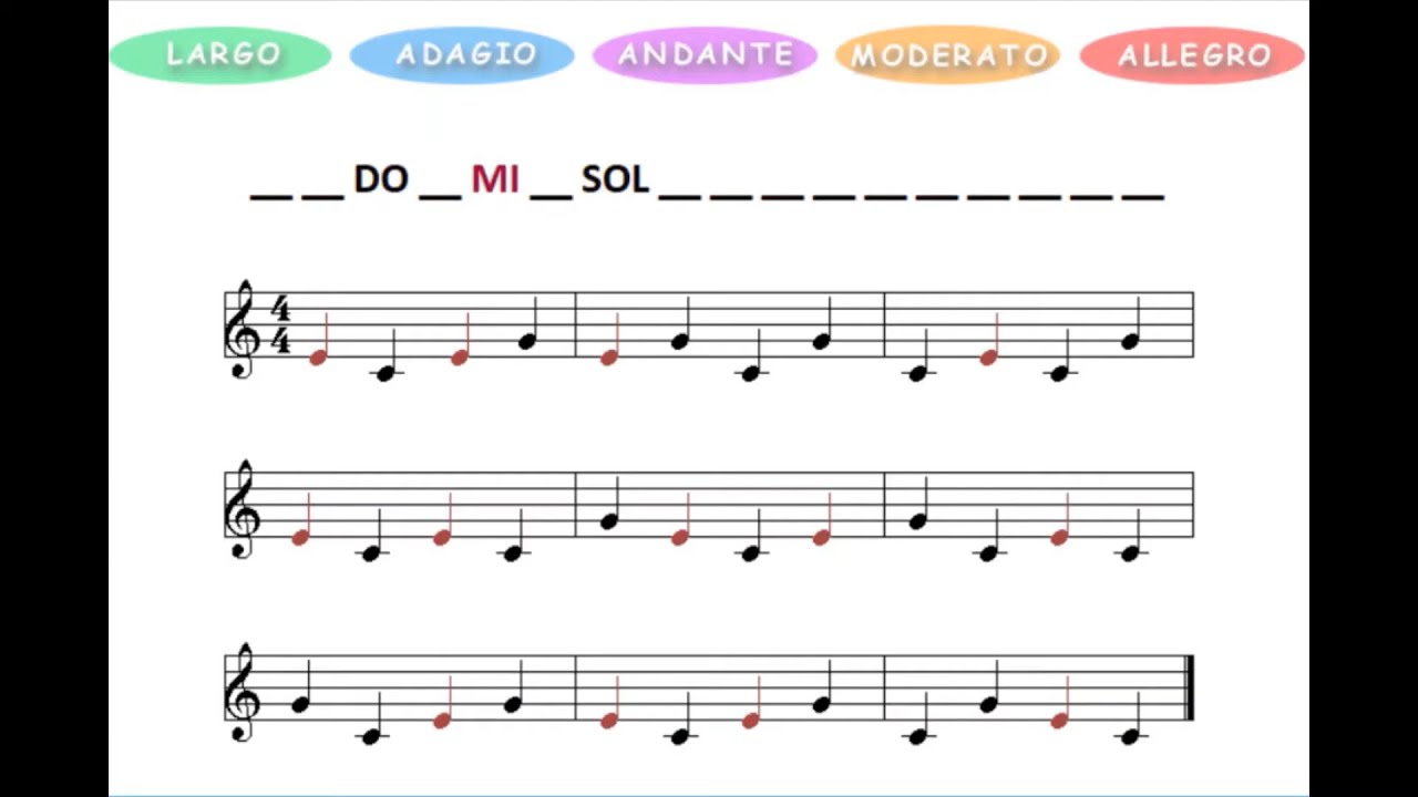 Lectura de 3  notas - Clave de Sol - Do Mi Sol