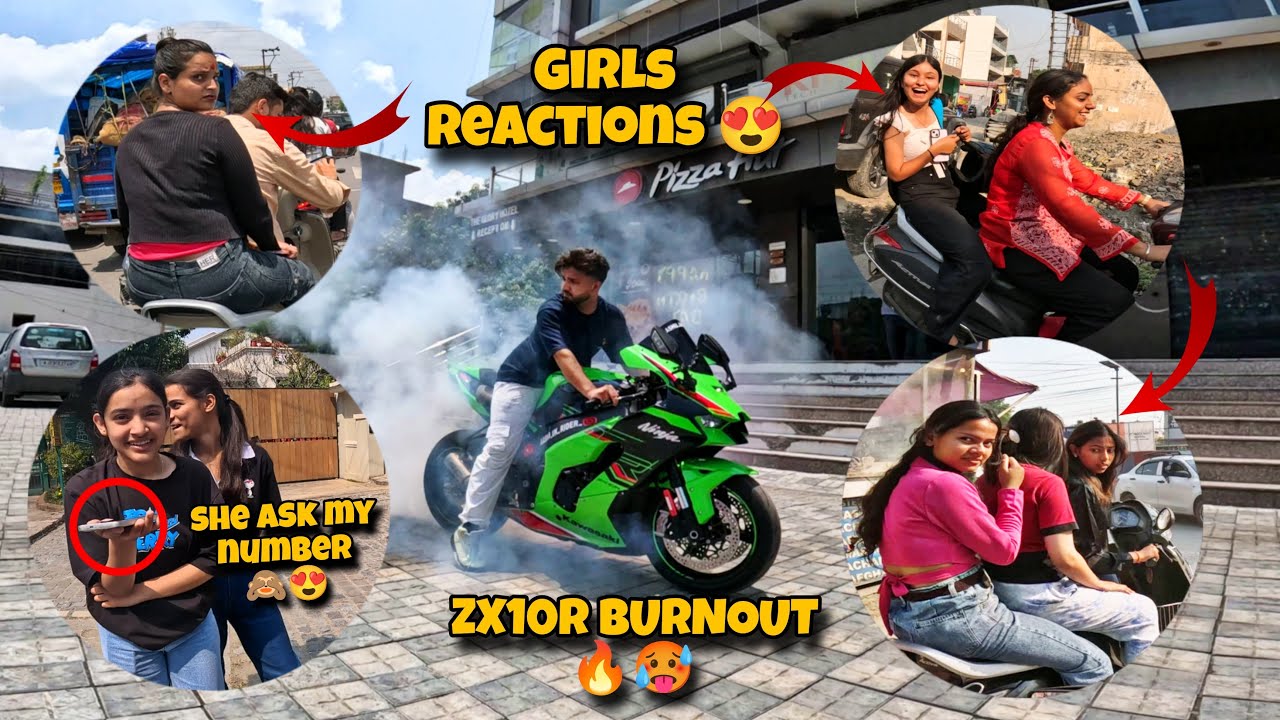 Kawasaki Zx10R Shocking Girls Reactions 😍 || My First Burnout On ZX10R 🥵 || Fat Tyre #girl #reaction