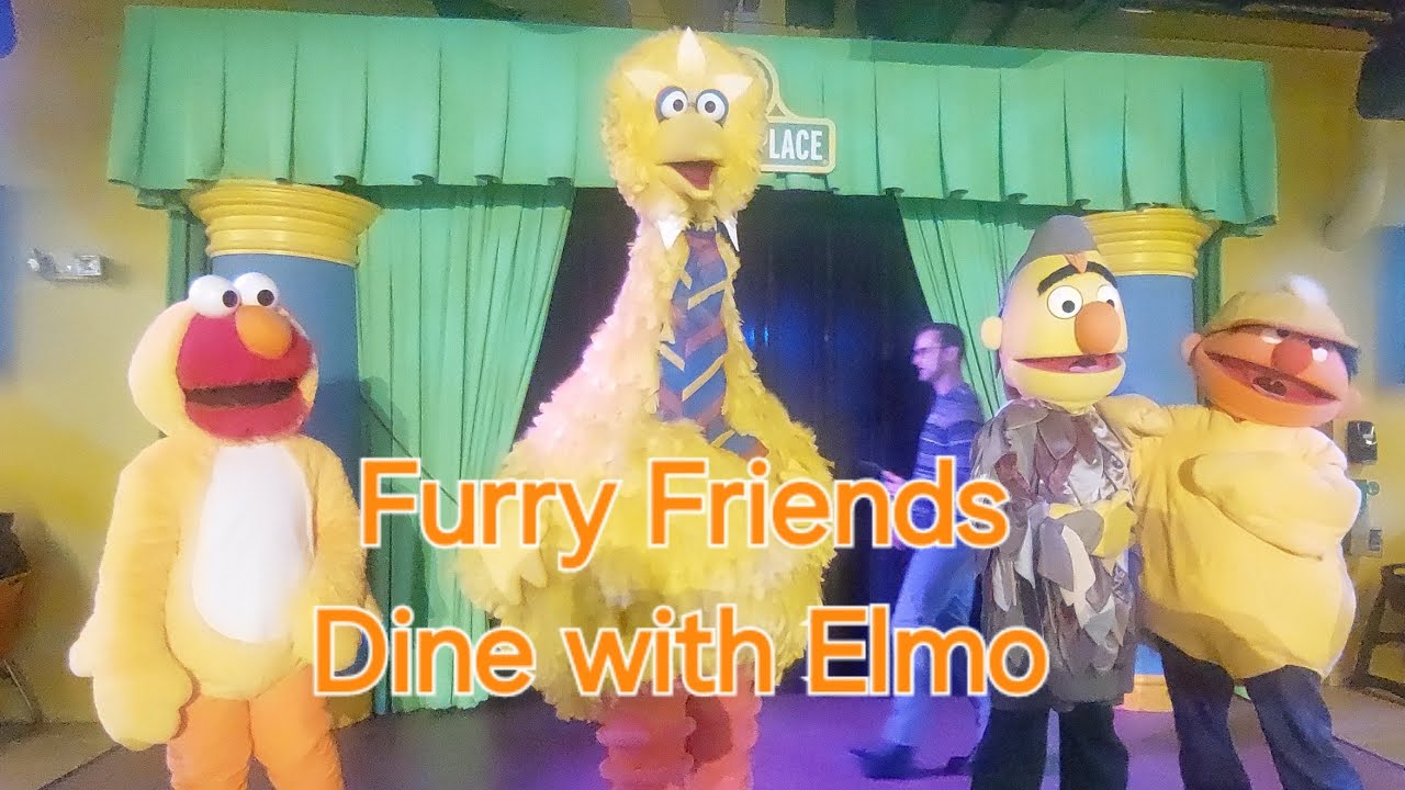Furry Friends | Dine w Elmo and Friends | Sesame Street Characters | Big Bird | Elmo | Bert & Ernie