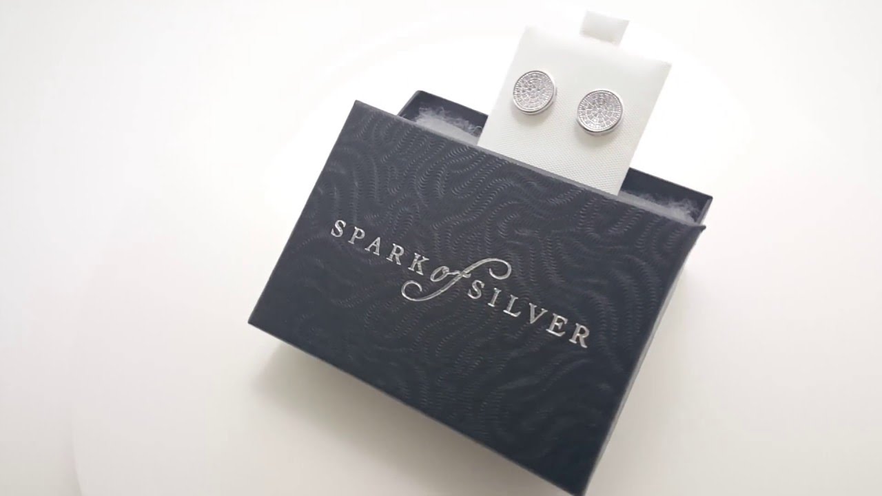 Sterling Silver Micro Pave Circle Stud Earrings SACE00047
