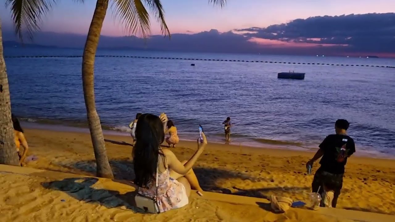 Jomtien Beach and Jomtien Night Market,  Pattaya Thailand December 2023