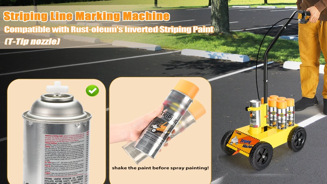 Striping Line Marking Machine, Compatible with Professional Inverted Striping Spray Paint, Yellow