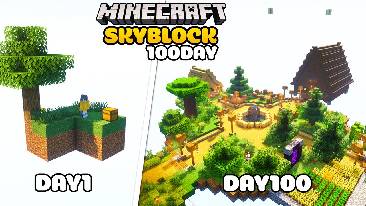เอาชีวิตรอด100 วัน เกาะลอยฟ้า Skyblock | Minecraft Skyblock