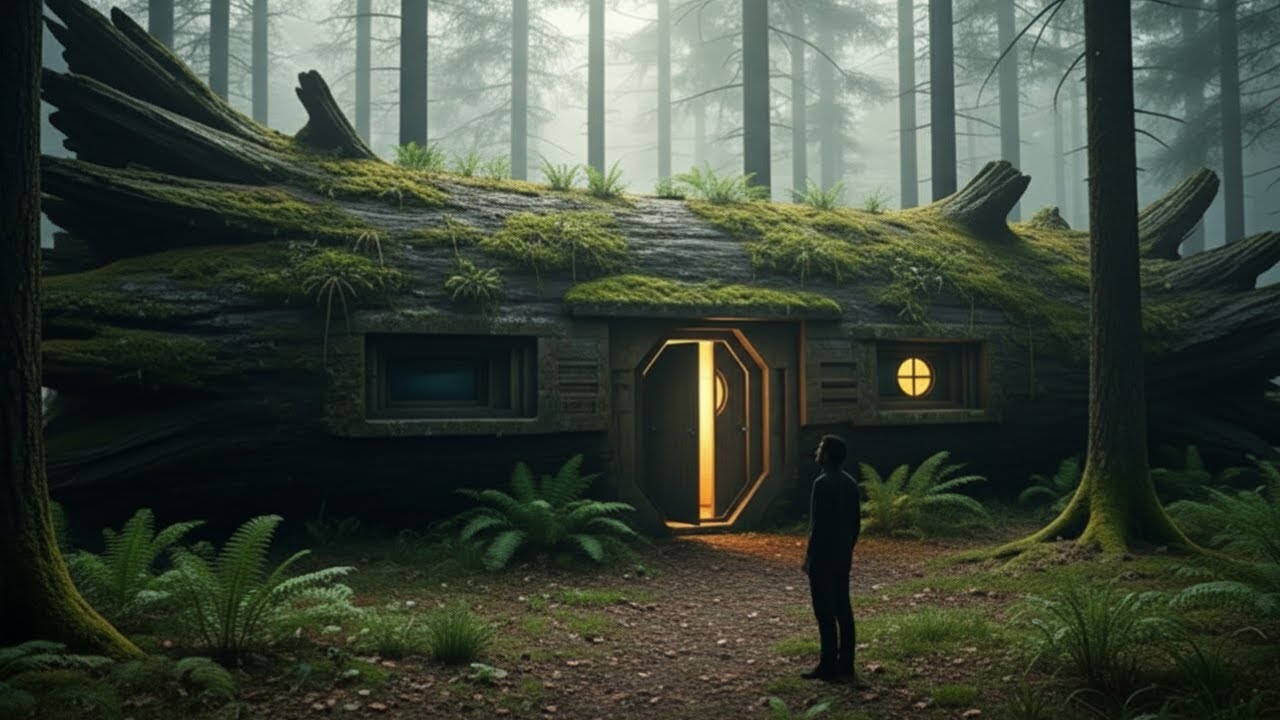 Building a Hidden Bunker in a Giant Tree Log (Cinematic ASMR)