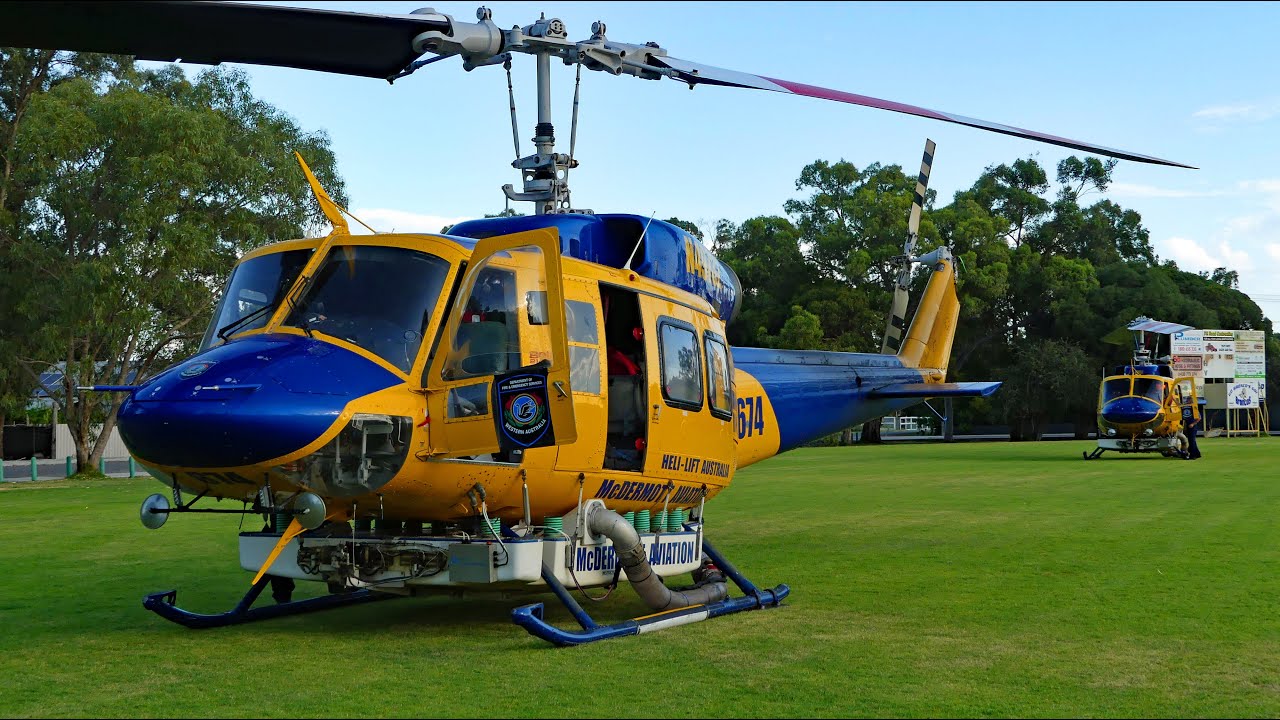 3 Helicopters depart Muchea Arena during Bushfire in Chittering WA - 8 Dec 2021