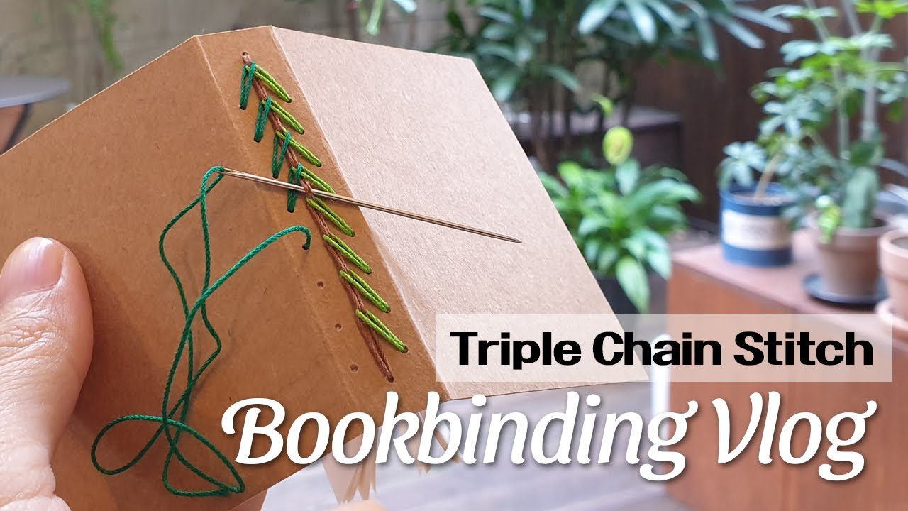 북바인딩 브이로그｜정원에서 노트 만들기(Bookbinding Vlog/Bookbinding tutorial with Triple chain stitch)
