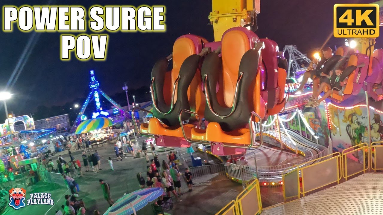 Power Surge POV (2024, 4K 60FPS), Palace Playland Zamperla Inverting Flat Ride | Non-Copyright
