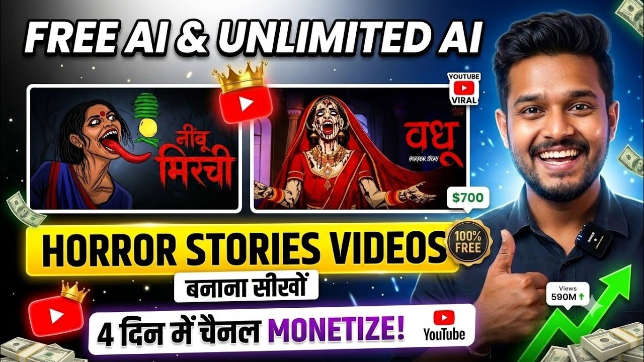 AI Se Horror Story Video Kaise Banaye (Full Course 2026) | 2D Horror Animation | Free AI Long Video