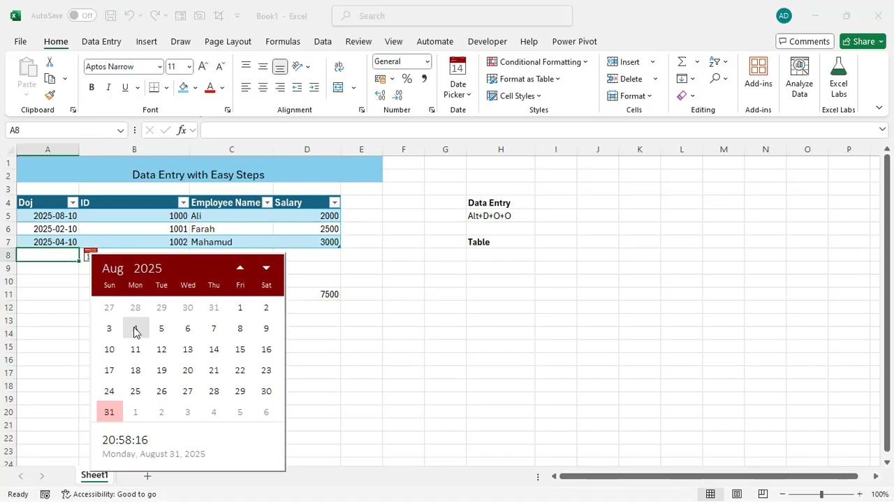 WORKSHOP TRAINING PART ONE DATA ENTRY