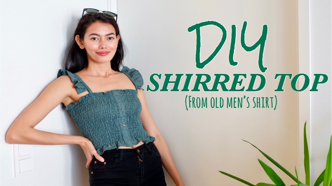 SMOCKED TOP WITH RUFFLE STRAP FROM OLD LONG SLEEVE SHIRT I Regine Morales