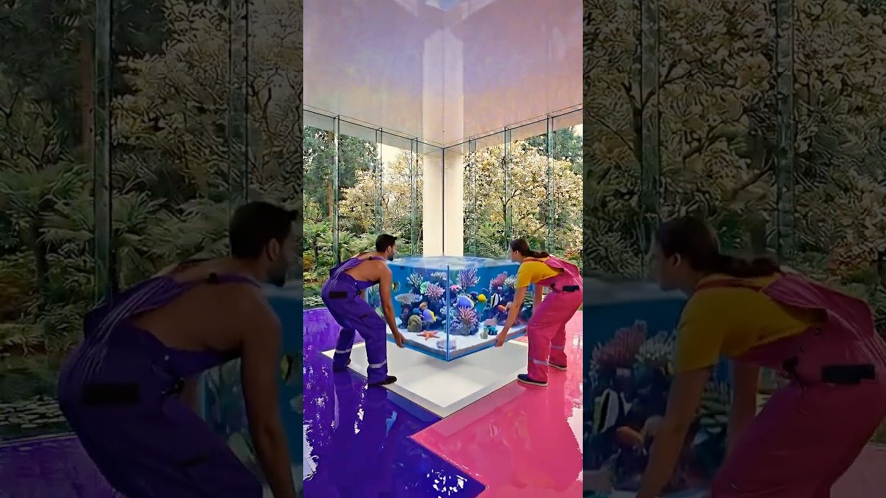 THIS FLOOR IS NEXT LEVEL 😱  Aquarium Ocean 🐠🐟 #epoxyfloor #housedesign #diy