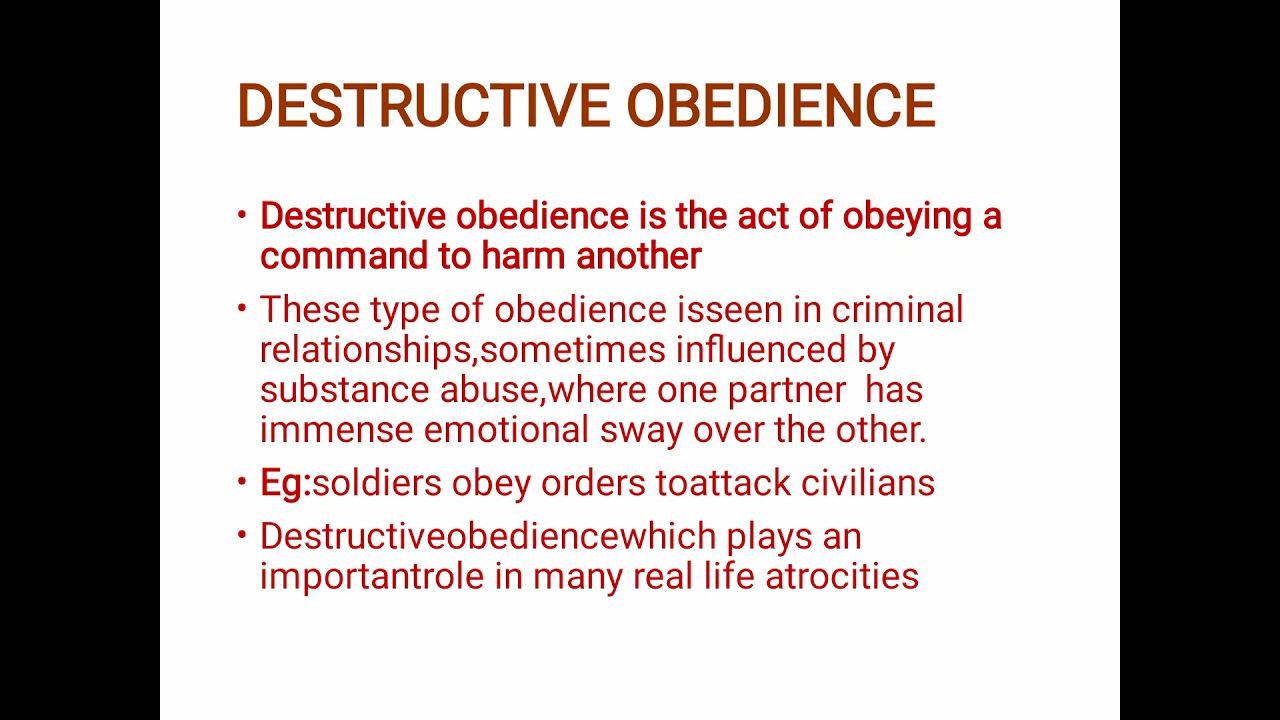 OBEDIENCE & DESTRUCTIVE OBEDIENCE/Soci psychology/3rd module