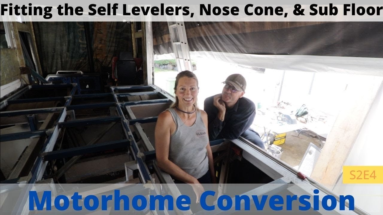 Bus Conversion Fitting the Levelers, Nose Cone, & Sub Floor S2E4