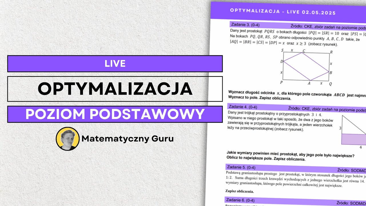 OPTYMALIZACJA - matura podstawowa [LISTA ZADAŃ DO POBRANIA W OPISIE]