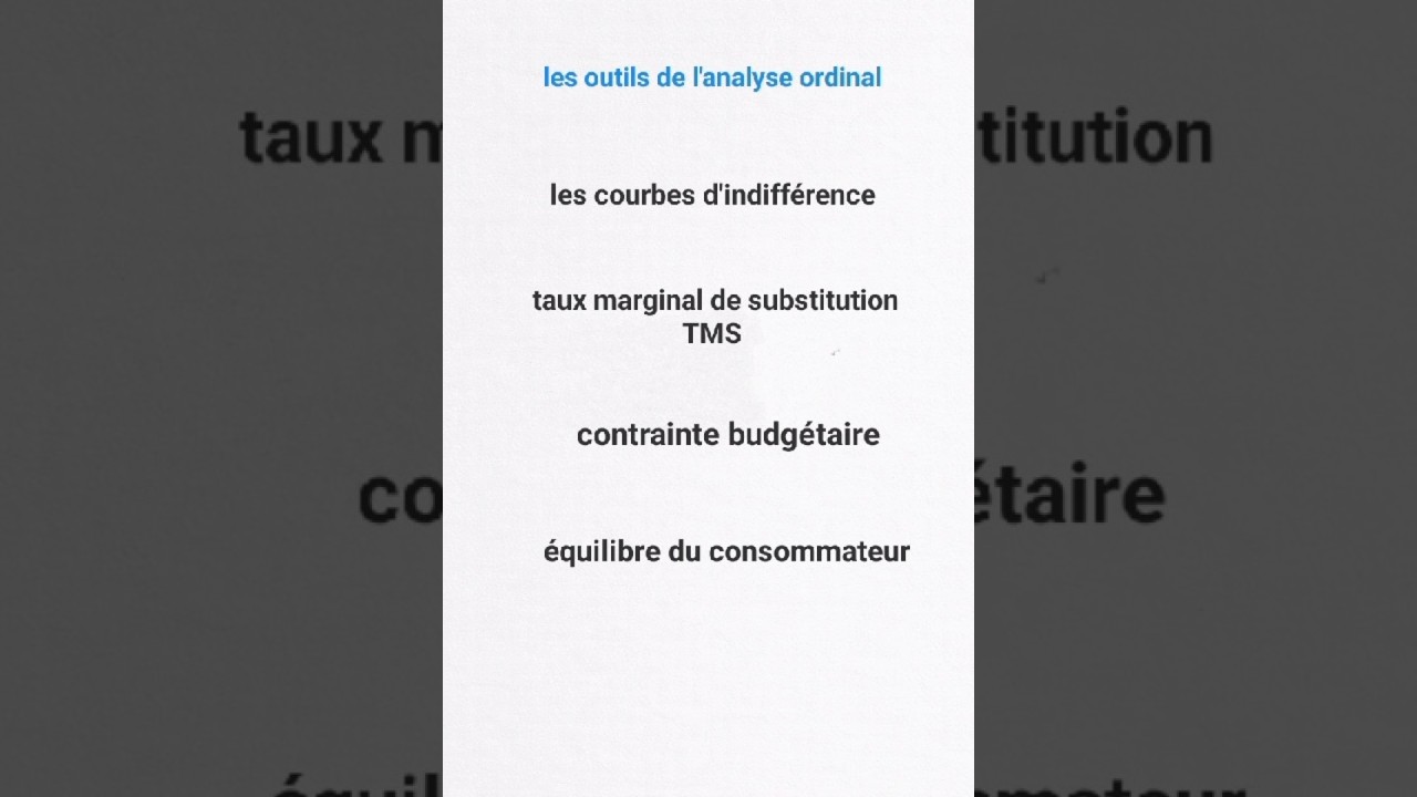 Microéconomie   comportement du consommateur _  cours2 (analyse ordinale) Darija