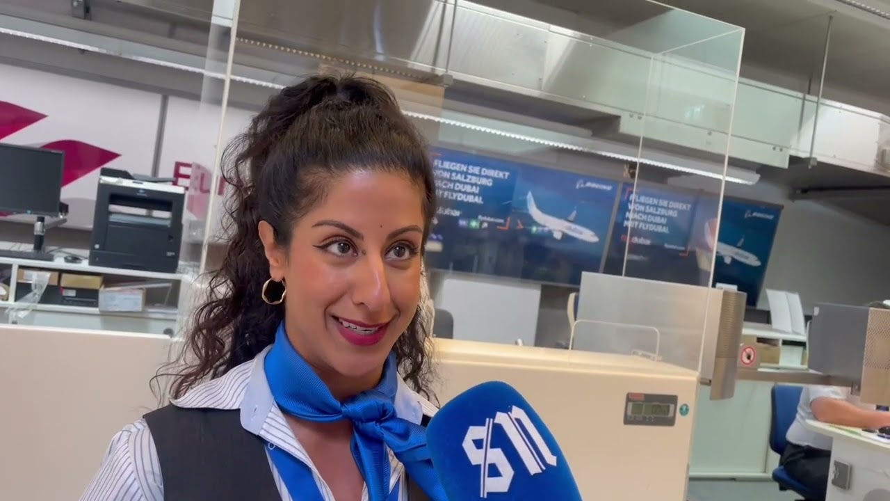 Arbeiten am Check-in am Salzburger Flughafen