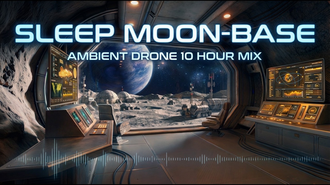SLEEP MOON-BASE 🌙 10 Hours of Deep Space Ambient Drone (Dark Sci‑Fi Sleep/Study Mix)