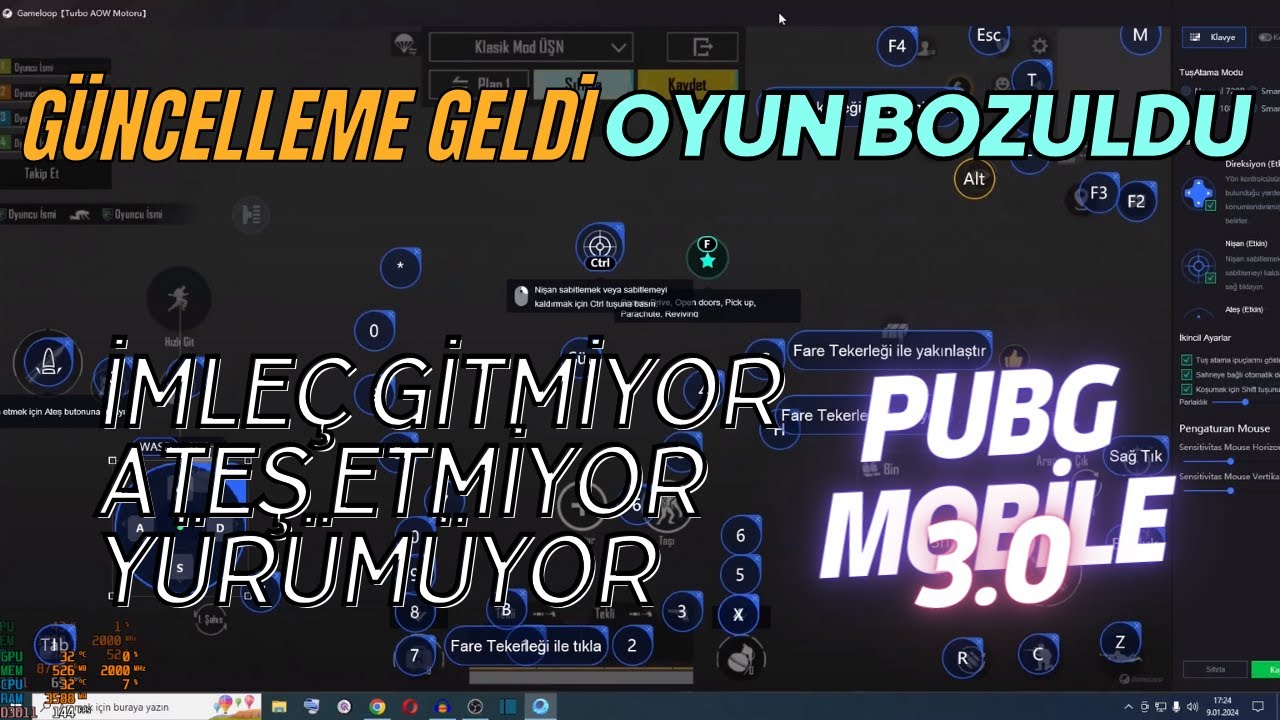 Pubg Mobile İmleç Gitmiyor ok gitmiyor Hareket Etmiyor yürümüyor CTRL çalışmıyor  SORUNU