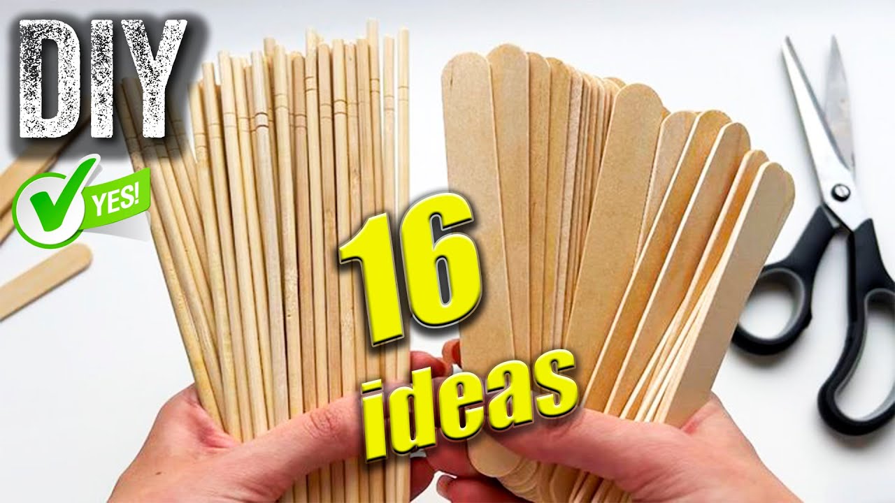 🔊16 ИДЕЙ ПОДЕЛОК из ПАЛОЧЕК (шпажек) и ДОСТУПНЫХ МАТЕРИАЛОВ своими руками. Bamboo stick craft ideas.