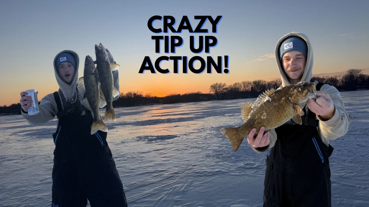 Wisconsin Tip up Fishing in February! (5 Species Caught)