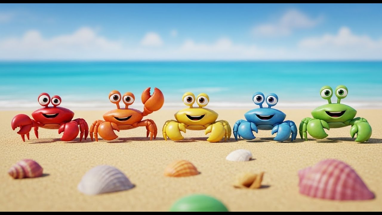 Five Little Crabs Pinch Pinch Pinch | Ocean Animal Song & Counting Rhyme