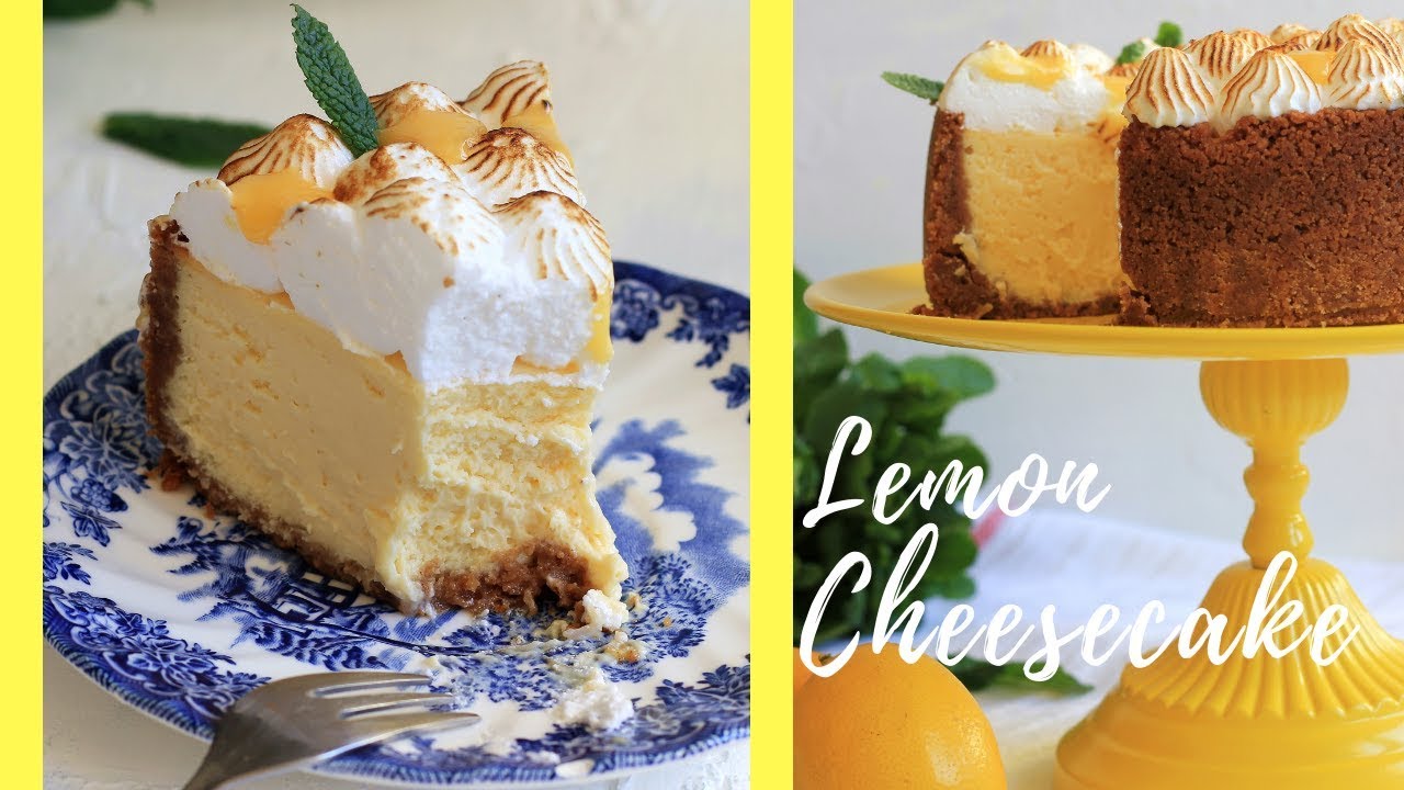 SUPER CREAMY LEMON CHEESECAKE WITH MERINGUE CLOUD | THE CREAMIEST CHEESECAKE | INTHEKITCHENWITHELISA