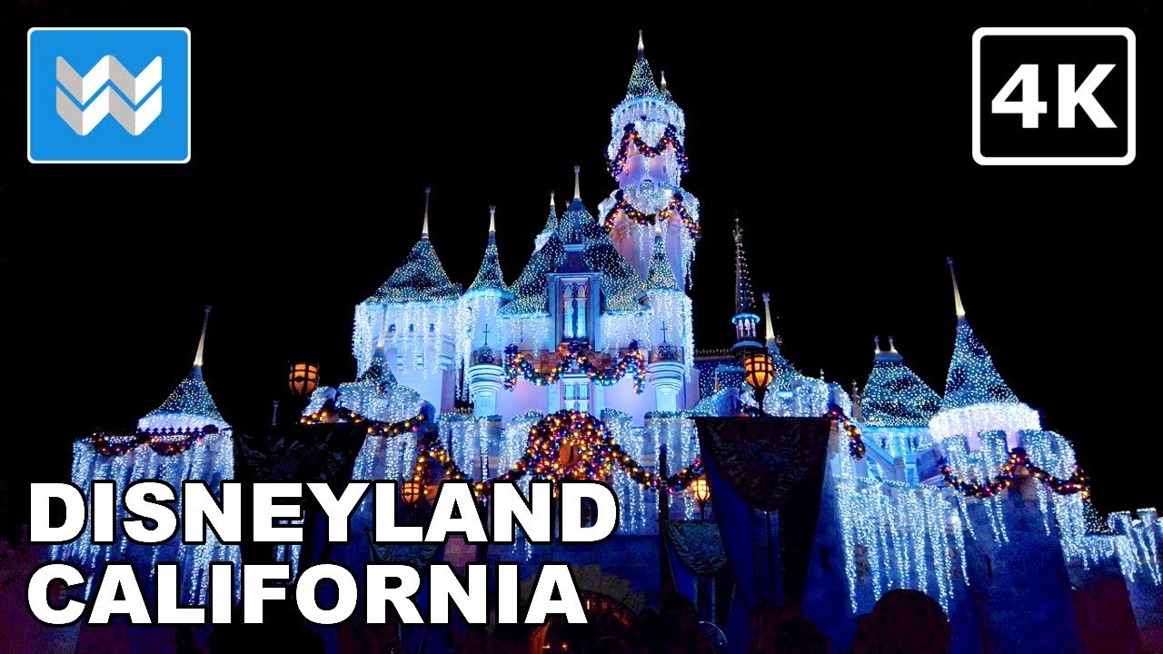[4K] Disneyland California at Night - Christmas Walking Tour & Travel Guide 🎧 Binaural Sound