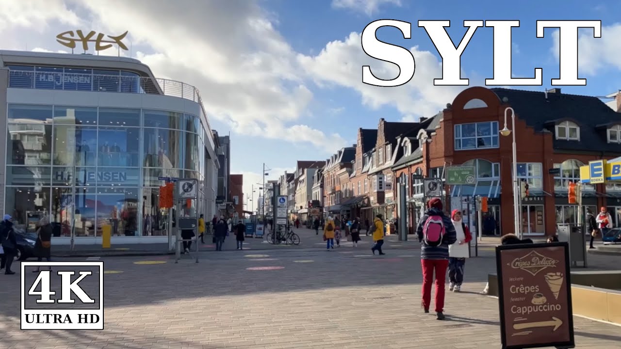 Promenade und Friedrichstraße in Westerland auf Sylt 🇩🇪 4K UHD virtual walking Deutschland