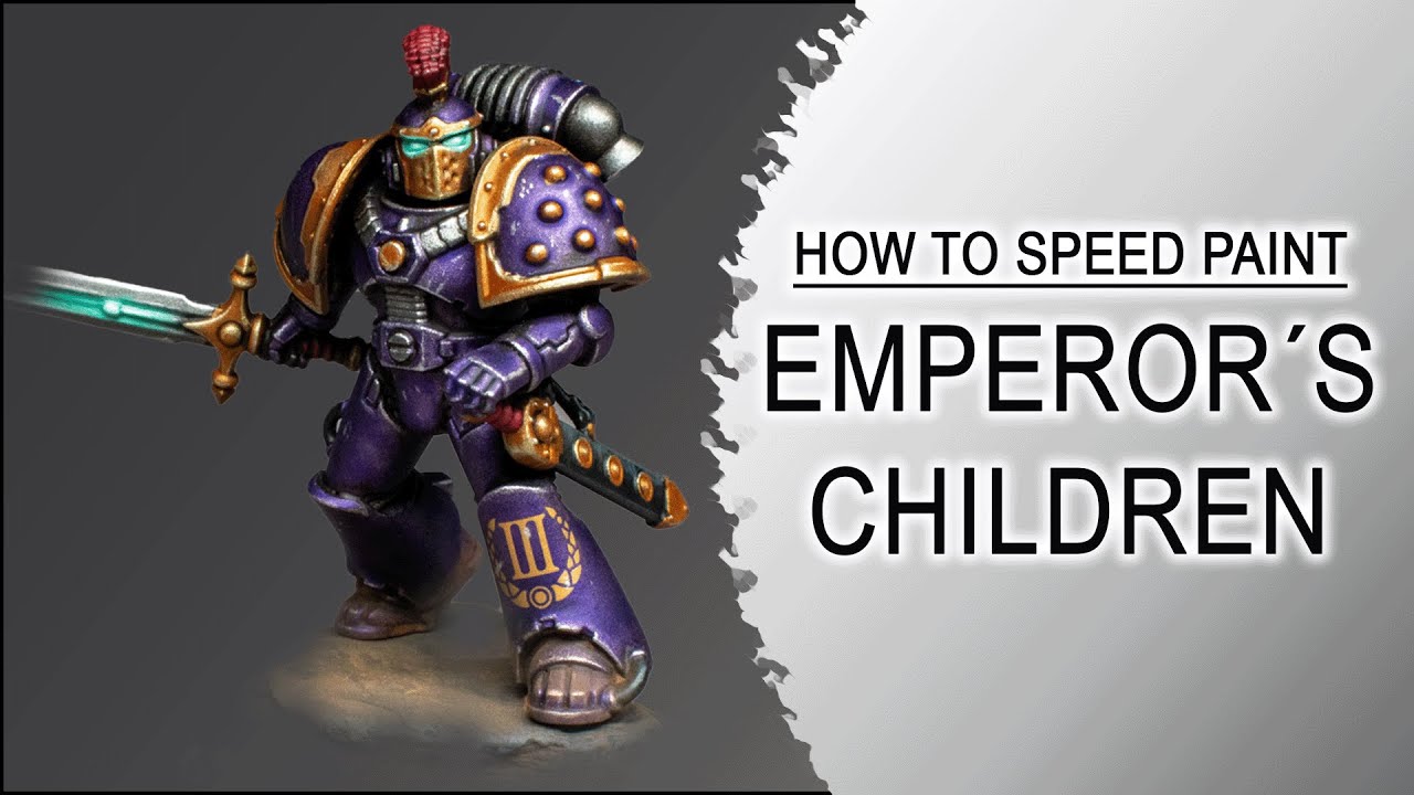 Speed Painting Emperors Children – Easy Purple Metallic Armor - Turquoise Glowing Power Sword + Eyes