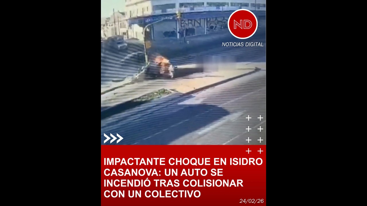 Impactante choque en Isidro Casanova: un auto se incendi&oacute; tras colisionar con un colectivo
