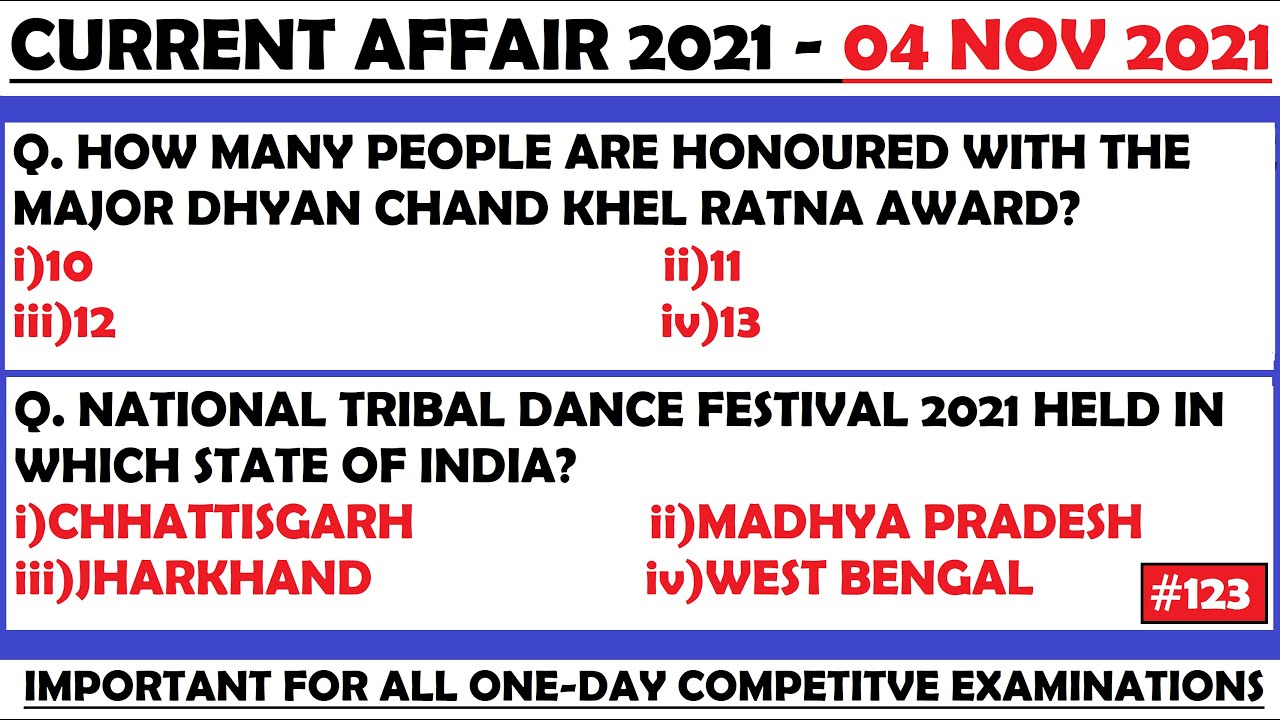 04 Nov 2021 Current Affairs Questions | India & World Current Affairs | Current Affairs 2021 Nov |