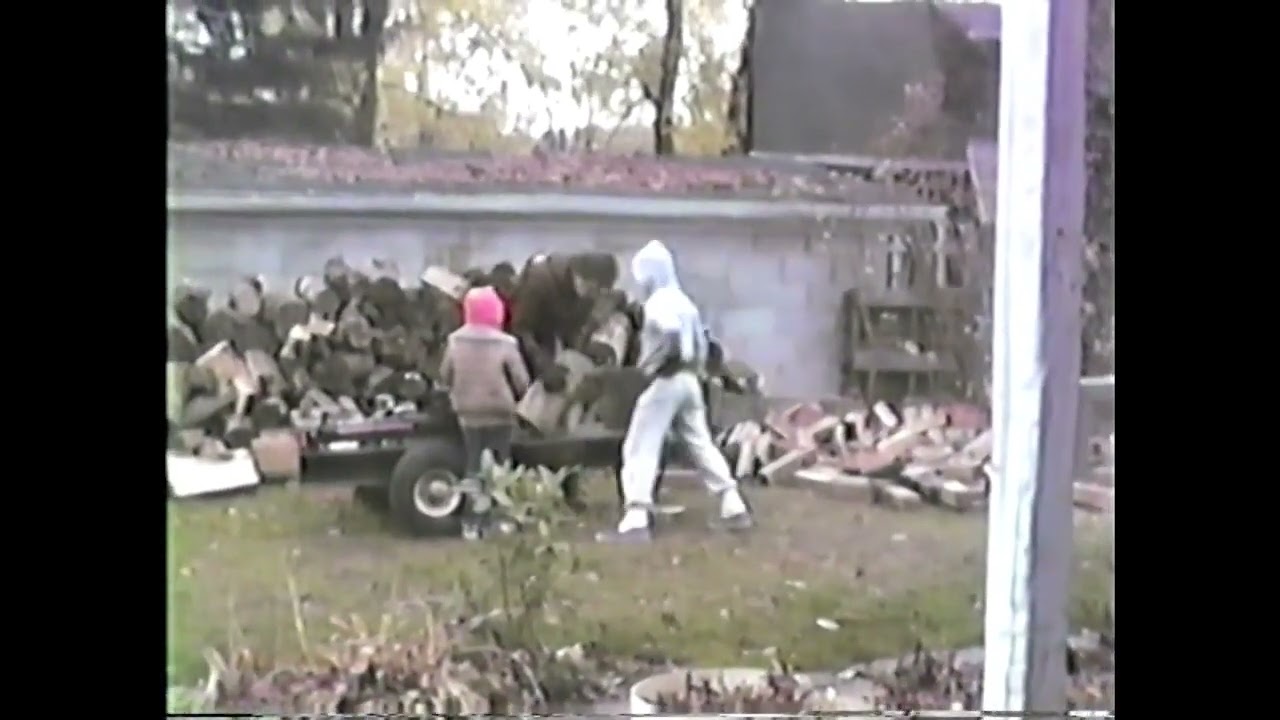 1989 November Chopping Wood At Home