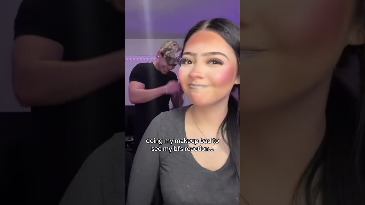 I put exaggerated makeup to see my husband&rsquo;s reaction 😂😂#foryou #funny #boyfriend #husband #fyp