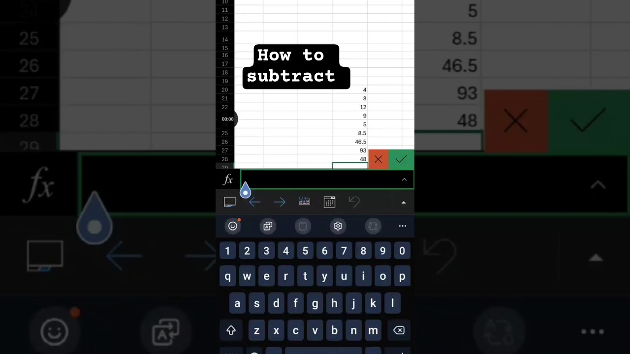 how to subtract formula on excel in mobile #excel #exceltips
