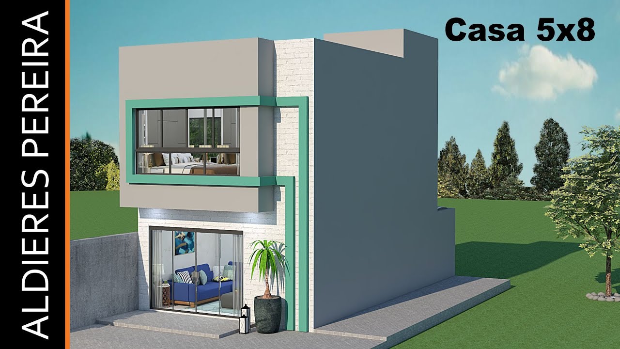 Casa incrível 5X8 m – Projeto completo de 2 quartos