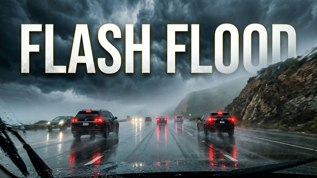 Pacific Coast Highway in a Dangerous Rainstorm | Extreme Weather POV Drive | Flash Flood Warning
