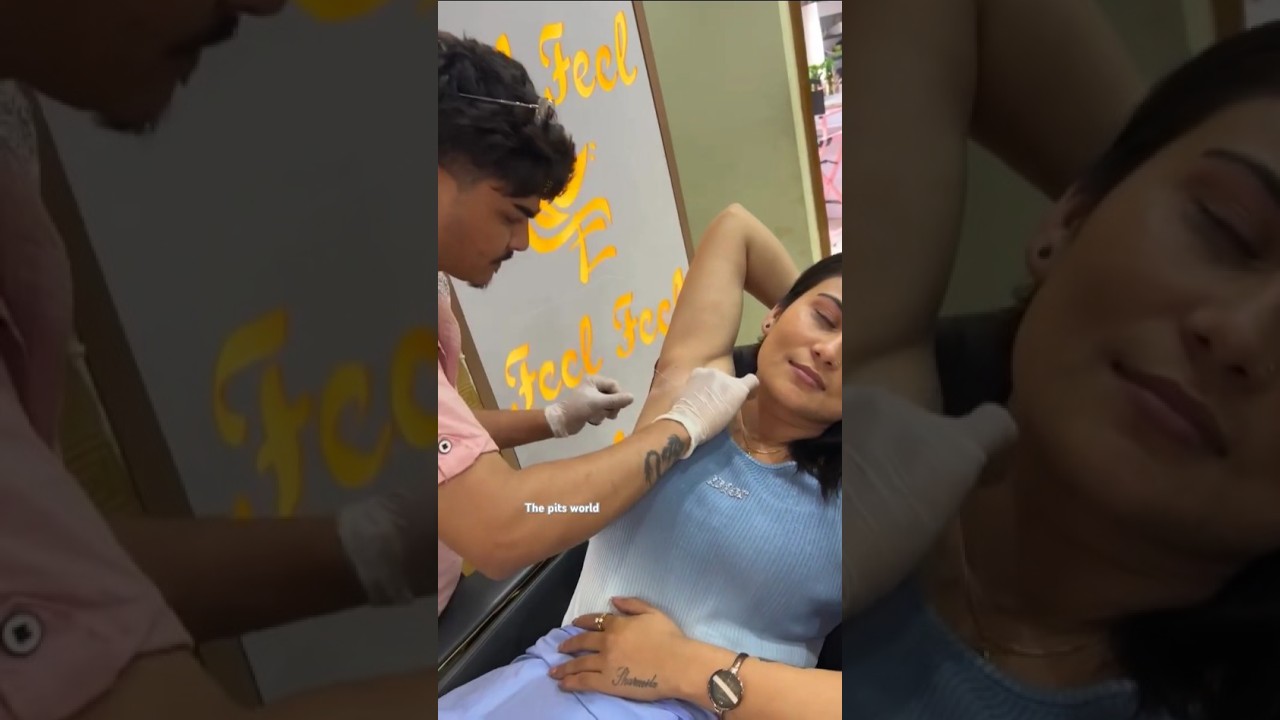 girl armpits hair removal by threading at salon #armpithairremoval #armpitscare #underarmcare #viral