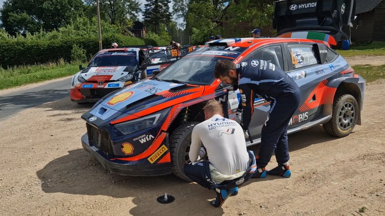 WRC Rally Estonia 2023 drivers preparing before ss4 Rovanpera Neuville Evans Lappi