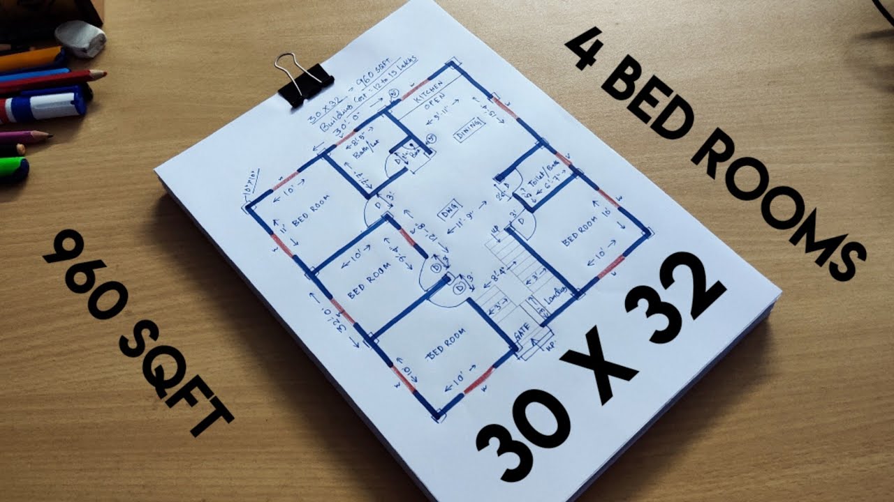 30 x 32 HOUSE DESIGN II 30 X 32 GHAR KA NAKSHA II 30 X 32 HOUSE PLAN