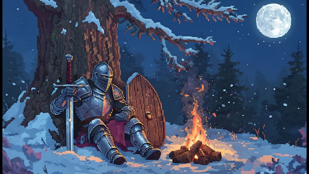 🔥Knight's Campfire in the Enchanted Forest: Medieval Music for a Snowy Night