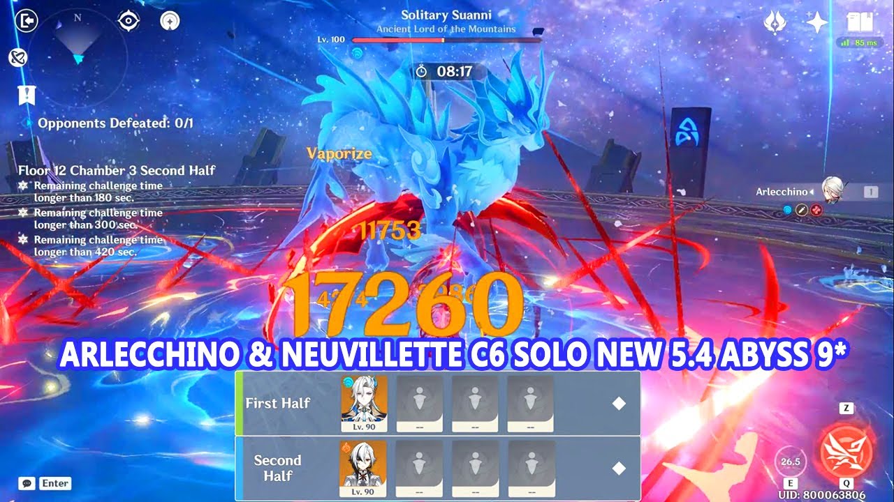 Arlecchino & Neuvillette C6 Solo New 5.4 Abyss Floor 12 9-Star | The Most Phases Abyss Ever
