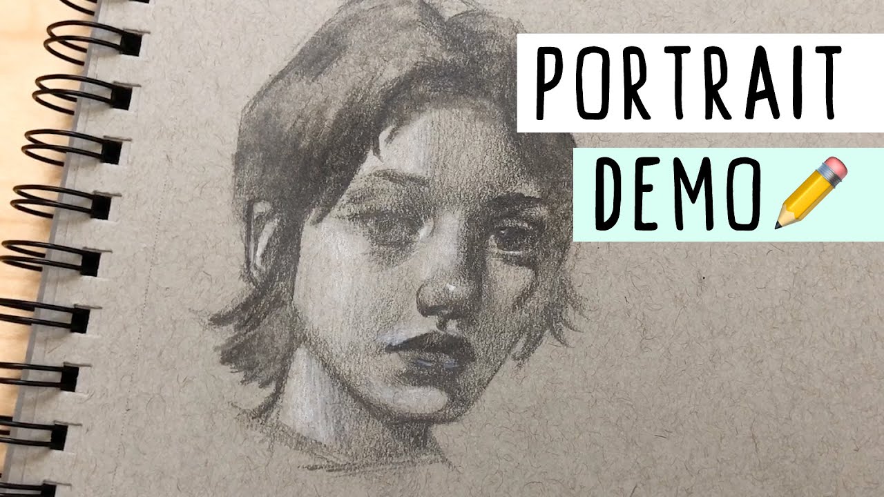 ПОЛНАЯ демонстрация портрета — МНОЖЕСТВО советов! ✏️ Пробуем альбом для рисования в тонах серого ...
