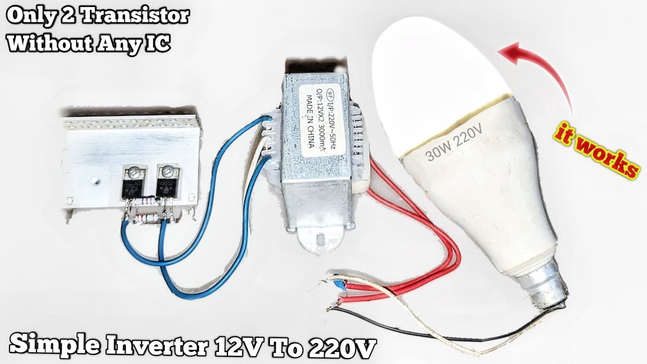 Simple inverter at home using only 2 Transistors!