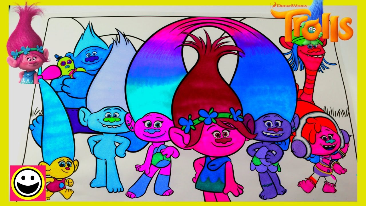 TROLLS Movie | Full Cast of Trolls Characters | Color With Me | CutiePieToySurprise