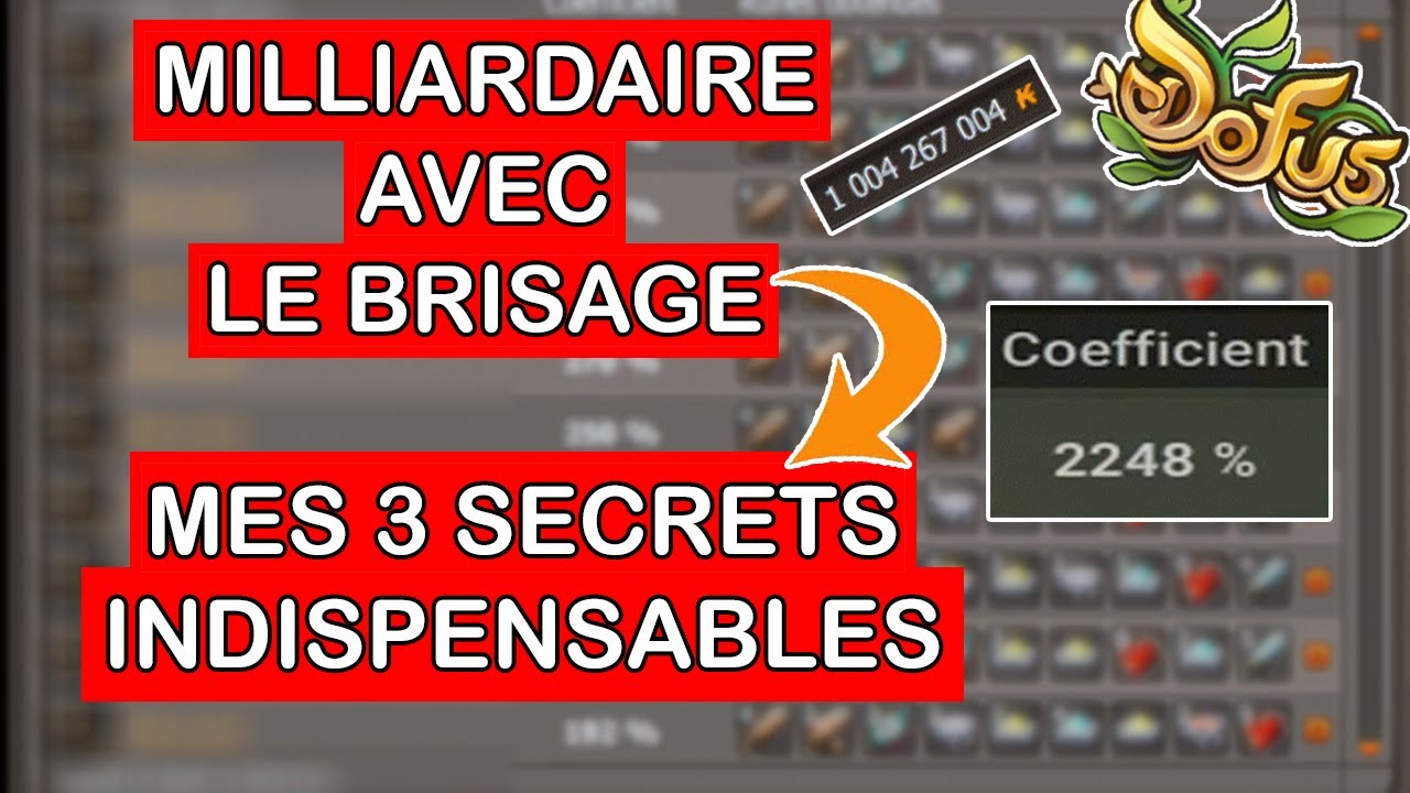 3 SECRETS QUI M'ONT PERMIS DE DEVENIR MILLIARDAIRE AVEC LE BRISAGE SUR DOFUS