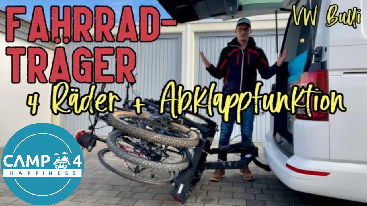 Fahrradträger für die AHK für 4 Räder: Thule VeloSpace XT3 für den VW Bulli (T5, T6, T6.1) klappbar
