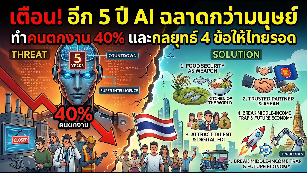 เตือน! อีก 5 ปี AI ฉลาดกว่ามนุษย์ ทำคนตกงาน 40% และกลยุทธ์ 4 ข้อให้ไทยรอด